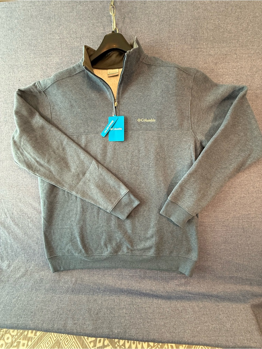 Columbia Men's Heather Charcoal Half-Zip Fleece Steens Mountains Pullover